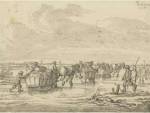 A Scene on the Ice with Skaters and Wagons by Pieter Molijn