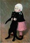 A Small Girl with a Cat, 1889 by Theophile-Alexa Steinlen