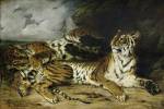 A Young Tiger Playing with its Mother, 1830 by Eugene Delacroix