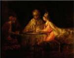 Ahasuerus (Xerxes), Haman and Esther, c.1660 by Harmensz Van Rijn Rembrandt