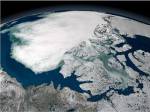 Arctic sea ice above North America on September 27, 2005, viewed over the Beaufort Sea