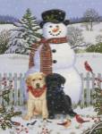 Backyard Snowman with Friends by William Vanderdasson
