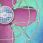 Bel-Aire Fan - Pink on Turquoise by Larry Hunter