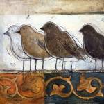 birds on damask I by Patricia Pinto