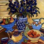 Blue And White With Oranges by Suzanne Etienne