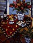Blue And White With Tangerine Tree by Suzanne Etienne