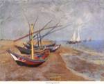 Boats at Saint-Maries, 1888 by Vincent van Gogh