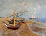 Boats at Saint-Maries, 1888 by Vincent van Gogh