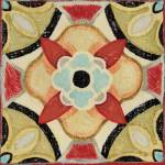Bohemian Rooster Tile Square IV by Daphné Brissonnét