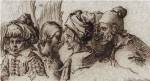 Bust of a Boy in a Turban, a Winged Angel, and Three Old Men by Jacques De Gheyn
