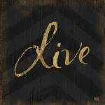 Chevron Sentiments Gold Heart Trio I by Hartworks