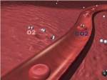 Close-up of the atoms of oxygen and carbon dioxide in human blood platelets