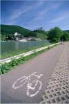Cycle, Bicycle Path and Two Cyclists, Town View, Beilstein, Mosel Valley, Rhineland, Germany