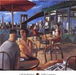 Didier Lourenco - Cafe by the River Size 36x37.75 by Didier Loureno