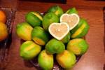 Display of fresh heart shaped limes, Tokyo, Japan by Kymri Wilt / Danita Delimont