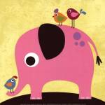 Elephant with Birds by Nancy Lee