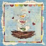Family of Love Birds Square by Courtney Prahl