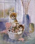 Flower Basket with Cats by Ruane Manning