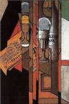 Glasses, Newspaper, and Bottle of Wine by Juan Gris