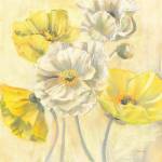 Gold and White Contemporary Poppies I by Carol Rowan