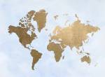 Gold Foil World Map on Blue - Metallic Foil by Jennifer Goldberger