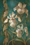 Irises on Teal by Elaine Vollherbst-Lane