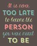 It is Never Too Late by Louise Carey