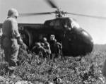 Korea, US Marine Corps, soldiers exiting military helicopter