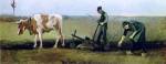 Labourer and Peasant Planting Potatoes, 1884 by Vincent van Gogh