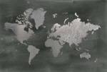 Large Silver Foil World Map on Black - Metallic Foil by Jennifer Goldberger