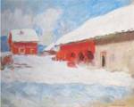 Les maisons rouges a Bjoernegaard, Norvege, 1895 by Claude Monet