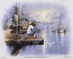 Little Girl Fishing on Dock by Andres Orpinas