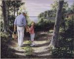 Mary G. Smith - Picking Berries Size 19x22 by Mary G. Smith