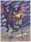 Mastrangelo - Dragon and Blue Knight Size 6x8 by Judy Mastrangelo