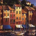 Michael O'toole - Portofino Waterfront Size 27.5x27.5 by Michael O'Toole