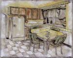 Mid Century Kitchen I (Sm) by Ruth Bush