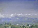 Mountain Landscape with a Village in the Foreground by Arthur Bowen Davies