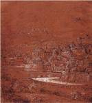 Mountain Landscape with an Imaginary City by Hanns Lautensack