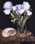 Nancy Wiseman - White Iris with Shell Size 16x20 by Nancy Wiseman