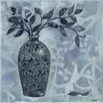 Ornate Vase with Indigo Leaves II by Norman Wyatt