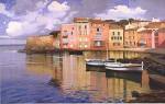 Ramon Pujol - EVENING VILLAGE Size 26x36 by Ramon Pujol
