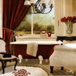 Red Chandelier Bath II by Elizabeth Medley