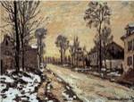 Road at Louveciennes, Melting Snow, Sunset by Claude Monet