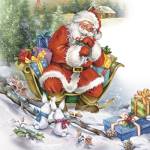Santa's Christmas Sleigh Bunny Meeting by DBK-Art Licensing