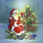 Santa's Christmas Tree and Bench by DBK-Art Licensing