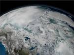 Satellite view of sea ice above North America on April 26, 2006