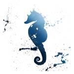 Seahorse Splatter Indigo by Jace Grey