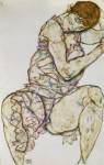 Seated Woman With Left Hand In Hair, 1914 by Egon Schiele