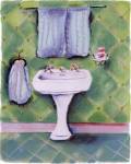 Sink With Blue Towels by Dona Turner
