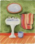 Sink With Striped Towels by Dona Turner